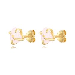 Pendientes Plata Dorada Mujer PEM0261DOCR Piedra Mineral Cuarzo Rosa