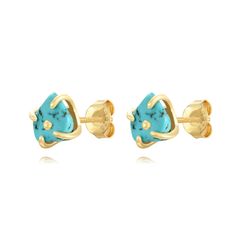 Pendientes Plata Dorada Mujer PEM0261DOTU Piedra Mineral Turquesa