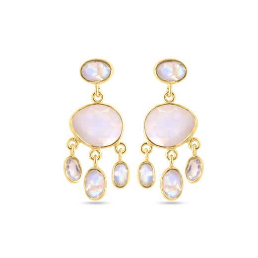 Pendientes Plata Dorada Mujer PEM0262DOPL Colgante Piedra Mineral Piedra Luna