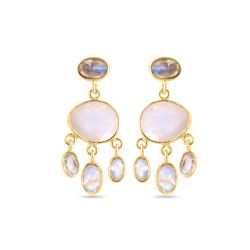 Pendientes Plata Dorada Mujer PEM0262DOVA Colgante Piedra Mineral Varias