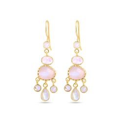 Pendientes Plata Dorada Mujer PEM0263DOPL Colgante Piedras Minerales Piedra Luna