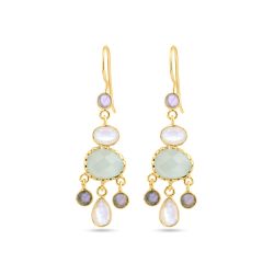Pendientes Plata Dorada Mujer PEM0263DOVA Colgante Piedras Minerales Varias