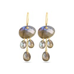 Pendientes Plata Dorada Mujer PEM0264DOLA Colgante Piedras Minerales Labradorita