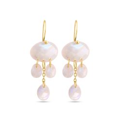 Pendientes Plata Dorada Mujer PEM0264DOPL Colgante Piedras Minerales Piedra Luna