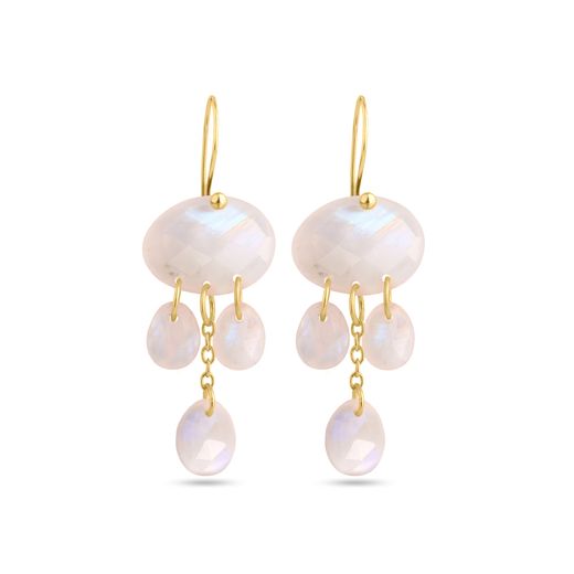 Pendientes Plata Dorada Mujer PEM0264DOPL Colgante Piedras Minerales Piedra Luna