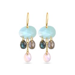 Pendientes Plata Dorada Mujer PEM0264DOVA Colgante Piedras Minerales Varias