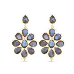 Pendientes Plata Dorada Mujer PEM0299DOLA Colgante Piedras Minerales Labradorita