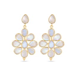Pendientes Plata Dorada Mujer PEM0299DOPL Colgante Piedras Minerales Piedra Luna