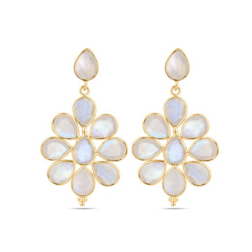 Pendientes Plata Dorada Mujer PEM0299DOPL Colgante Piedras Minerales Piedra Luna