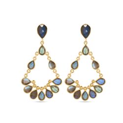 Pendientes Plata Dorada Mujer PEM0300DOLA Colgante Piedras Minerales Labradorita