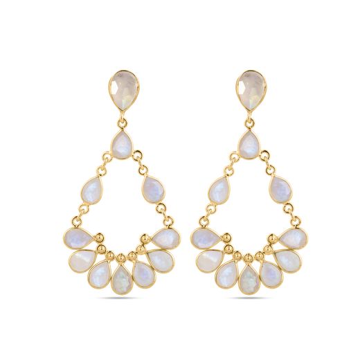 Pendientes Plata Dorada Mujer PEM0300DOPL Colgante Piedras Minerales Piedra Luna