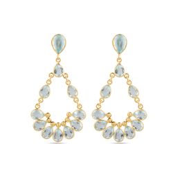 Pendientes Plata Dorada Mujer PEM0300DOTA Colgante Piedras Minerales Topacio Azul