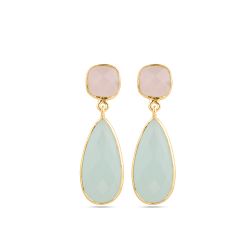Pendientes Plata Dorada Mujer PEM0301DOVA Colgante Piedras Minerales Varias