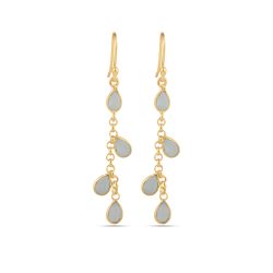 Pendientes Plata Dorada Mujer PEM0302DOCA Colgante Piedras Minerales Calcedonia