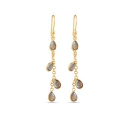 Pendientes Plata Dorada Mujer PEM0302DOLA Colgante Piedras Minerales Labradorita