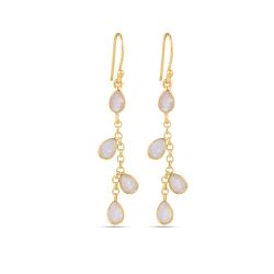 Pendientes Plata Dorada Mujer PEM0302DOPL Colgante Piedras Minerales Piedra Luna