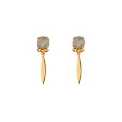 Pendientes Plata Dorada Mujer PEM0304DOLA Piedra Mineral Labradorita