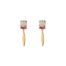 Pendientes Plata Dorada Mujer PEM0304DOPL Piedra Mineral Piedra Luna