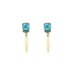 Pendientes Plata Dorada Mujer PEM0304DOTA Piedra Mineral Topacio Azul