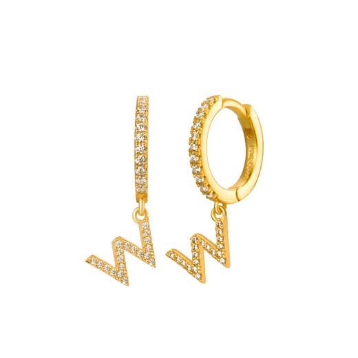 Pendientes Plata Dorada Mujer PEZ0392DOW Aro C. Colgante Letra W & Circonitas