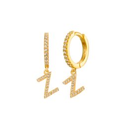 Pendientes Plata Dorada Mujer PEZ0392DOZ Aro C. Colgante Letra Z & Circonitas