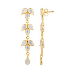 Pendientes Plata Dorada Mujer PEZ0560DO Colgante Flor Piedras Minerales Circonitas
