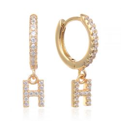 Pendientes Plata Dorada Mujer 6mm PEZ0643DOH Aro Colgante Letra H