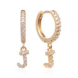 Pendientes Plata Dorada Mujer 6mm PEZ0643DOJ Aro Colgante Letra J