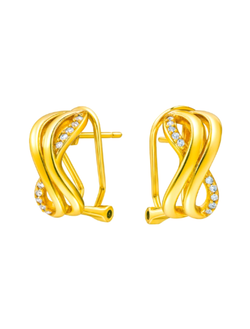 Pendientes Plata Dorada Mujer PPOM42/C Bandas Entrelazadas Circonitas