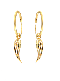 Pendientes Plata Dorada Mujer PPAC10/C Aro C. Colgante Ala