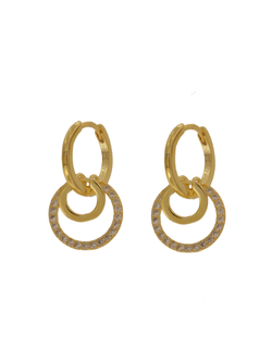 Pendientes Plata Dorada Mujer PPAC110/C Aro Colgante Círculo Circonitas