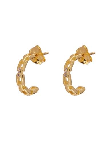 Pendientes Plata Dorada Mujer PPAC128/C Eslabones Circonitas