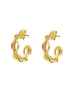 Pendientes Plata Dorada Mujer PPAC144/C Aro Abierto Circonitas