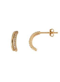 Pendientes Plata Dorada Mujer PPAC147/C Medio Aro Circonitas