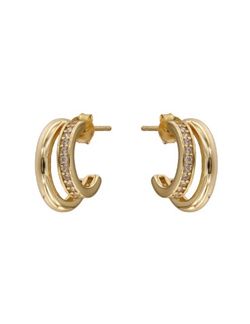 Pendientes Plata Dorada Mujer PPAC149/C Aro Abierto Circonitas