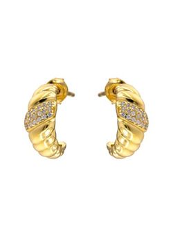 Pendientes Plata Dorada Mujer PPAC151/C Aro Entorchado Circonitas