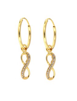 Pendientes Plata Dorada Mujer PPAC18/C Aro Colgante Infinito Circonitas