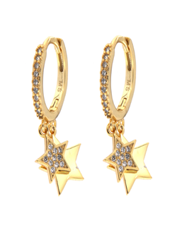 Pendientes Plata Dorada Mujer PPAC25/C Aro Colgante Estrella Circonitas