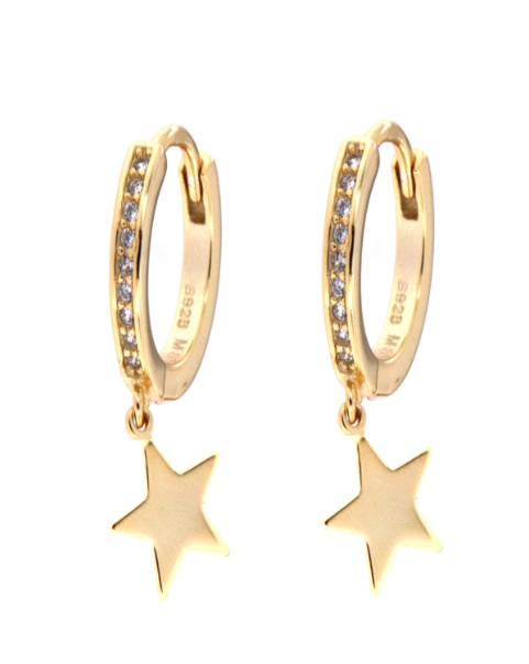 Pendientes Plata Dorada Mujer PPAC29/C Aro Circonitas Colgante Estrella