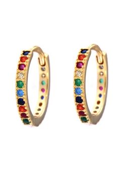 Pendientes Plata Dorada Mujer PPAC44/3C Aro Circonitas Multicolor