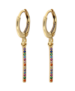 Pendientes Plata Dorada Mujer PPAC54/C Aro Colgante Circonitas Multicolor