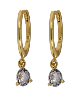 Pendientes Plata Dorada Mujer PPAC62/BC Aro Colgante Circonitas