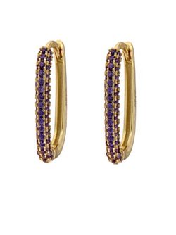 Pendientes Plata Dorada Mujer PPAC65/AC Aro Circonitas Moradas