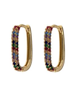 Pendientes Plata Dorada Mujer PPAC65/XC Aro Circonitas Multicolor