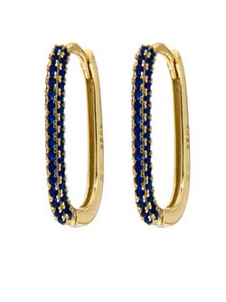 Pendientes Plata Dorada Mujer PPAC65/ZC Aro Circonitas Azules