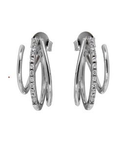 Pendientes Plata Dorada Mujer PPAC66/C Aro Abierto Circonitas