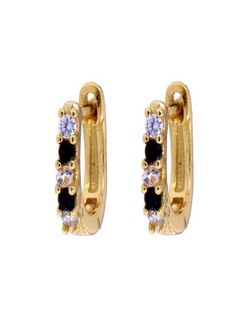 Pendientes Plata Dorada Mujer PPAC67/NC Aro Circonitas Negras Bicolor Blancas