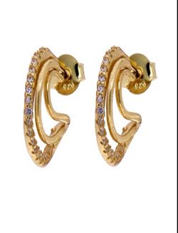 Pendientes Plata Dorada Mujer PPAC68/C Aro Abierto Circonitas