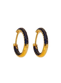 Pendientes Plata Dorada Mujer PPAC85/ZC Aro Circonitas Azules