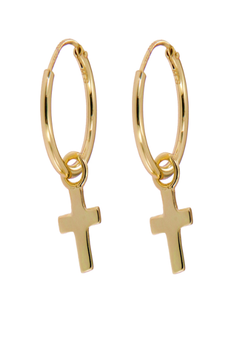 Pendientes Plata Dorada Mujer PPAC9/C Aro C. Colgante Cruz